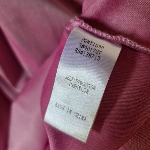 EUC DOE & RAE PINK IRIDESCENT LOOK MOCK NECK SHIRRED SLEEVELESS TOP SIZE L - Picture 14 of 16